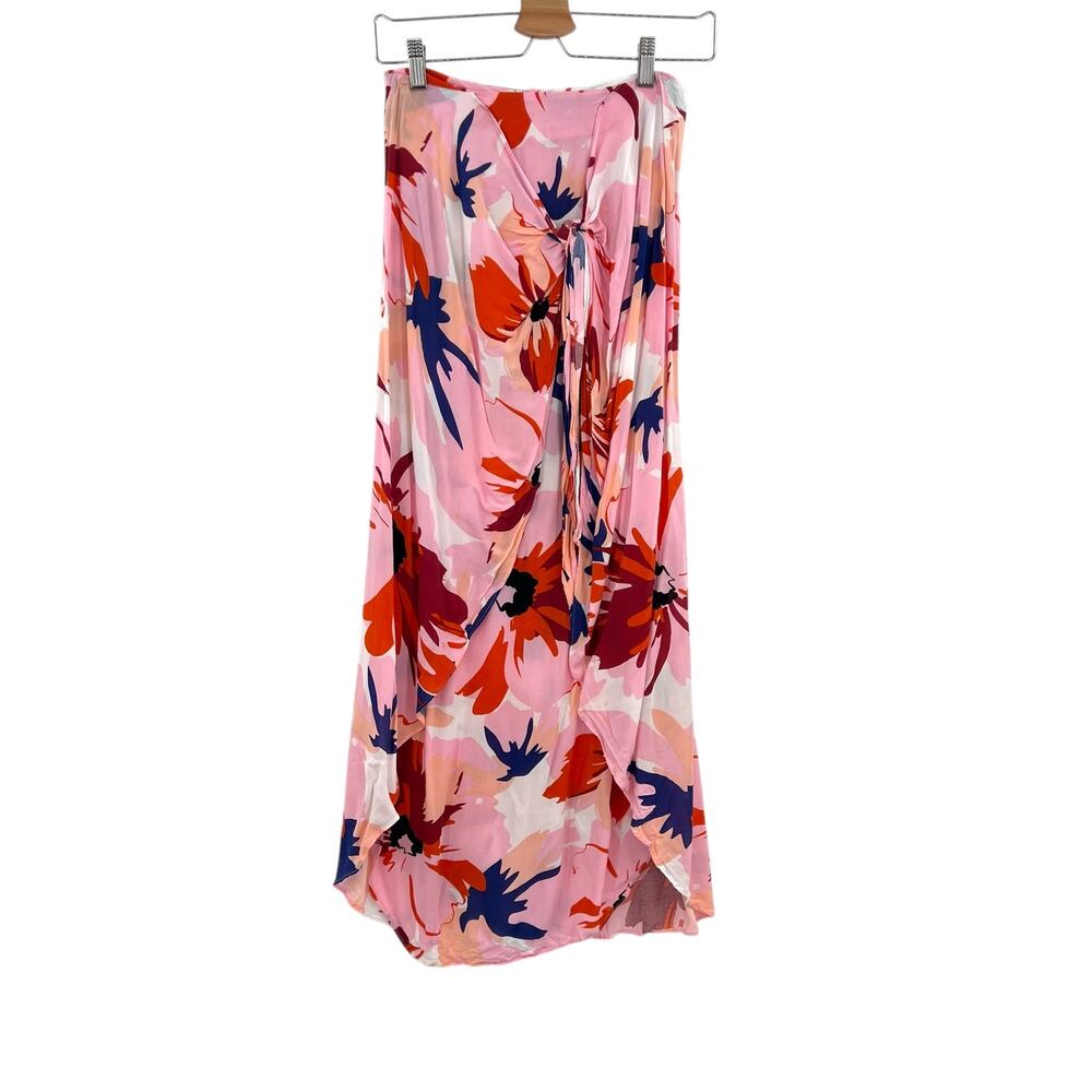 Le Salty Label Skirt Midi Knotted‎ Wrap Floral Print Pink Size Small